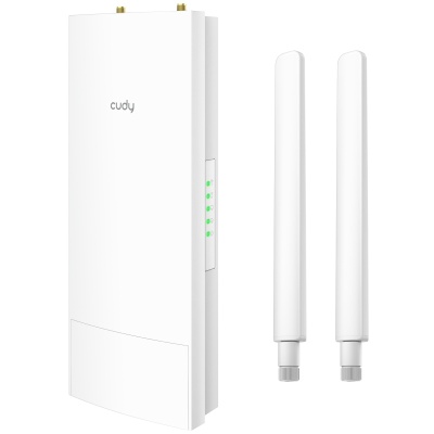 CUDY AC1200 WiFi Outdoor Repeater, Access Point, 867Mbps at 5GHz + 300Mbps at 2.4GHz, 1 x 100Mbps RJ45, 2 Detachable Antennas, 24V passive PoE, IP65 Waterproof, lightning protection, 24V passive PoE adapter included, Cudy APP