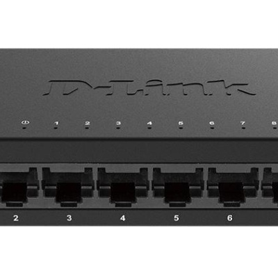 D-Link Switch DGS-108GL, 8 porturi Gigabit, Capacity 16Gbps, desktop, faramanagement, metal, negru, fara ventilator, D-link Green Technology.