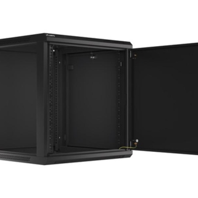 Dulap rack 19" perete 12U / 600x600 pentru auto-asamblare, ușă metalică, negru (flat pack)