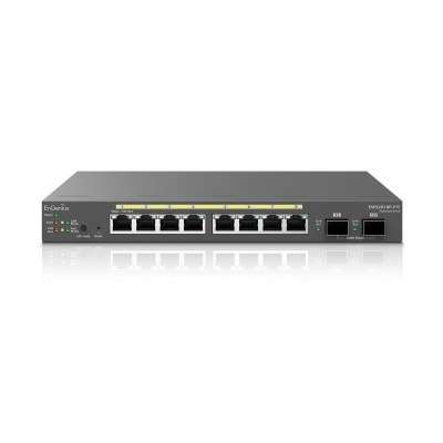 EnGenius Managed / stand-alone Desktop 8-port GbE 55W Switch (PoE+) with 2x SFP 8-port GbE PoE switch.af/at(+) 55W, 2xSFP Desktop/Wall Mount