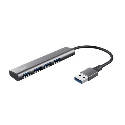 HUB USB Trust Halyx, USB-A la 4 x USB-A 3.2 Gen 1, dimensiune cablu 10cm, din aluminiu, argintiu - Img 2