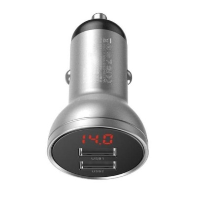 Incarcato auto Baseus Digital Display, 2 x USB Output 5V/4.8A, total output 24W, pt. bricheta auto, afisaj digital, argintiu - Img 5