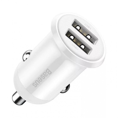 Incarcator auto Baseus Grain Pro, 2 x USB Output 5V/4.8A total ambele porturi, pt. bricheta auto, alb - Img 5