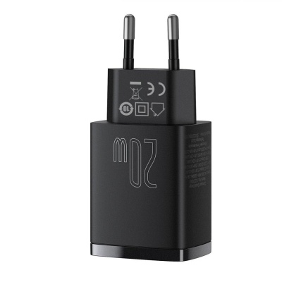Incarcator retea Baseus Compact, Quick Charge 20W, 1 x USB Type-C 5V/3A max, 1 x USB 5V/3A, negru - Img 2