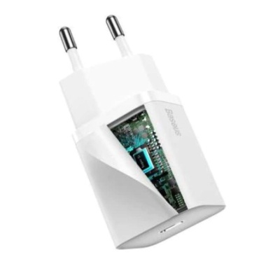 INCARCATOR retea Baseus Super Si, Quick Charge 20W, 1 x USB Type-C 5V/3A, alb - Img 4