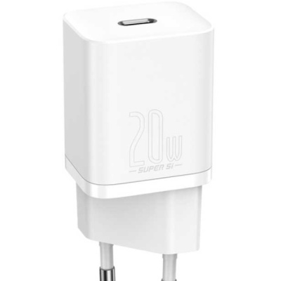 INCARCATOR retea Baseus Super Si, Quick Charge 20W, 1 x USB Type-C 5V/3A, alb - Img 5