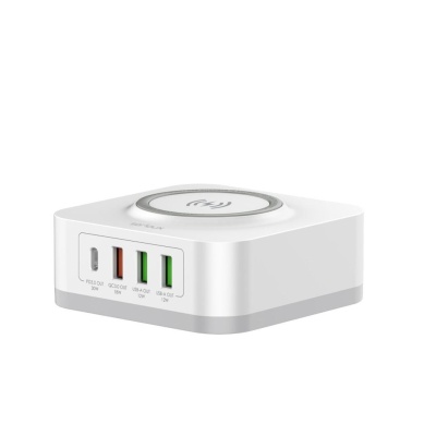 Incarcator retea & wireless Serioux 32W QC, Intrare: AC100-240V 50/60HZ 0.8A Max, PD Ieșire: 5V = 3A, 9V=3A, 12V=2.5A 30W, QC Ieșire: 5V=3A, 9V= 2A, 12V=1.5A 18W, USB-A Ieșire: 5V=2.4A (Auto-ID) 12W Max, Wireless Ieșire: 15W (5W/7.5W/10W/15W) Max, Total: - Img 2