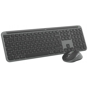Kit wireless Logitech MK950 Signature Slim Combo, rezolutie mouse 4000 dpi, baterii mouse 1x AA (inclusa), tastatura wireless 2.4 GHz, baterii 2 x AA (incluse), gri