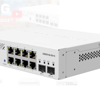 MIKROTIK, CSS610-8G-2S+IN 8G, 2 SFP+ Port , Indoor Switch 64kb Flash, Pasive POE, Dimensiuni: 200 x 167 x 46 mminterfata: 8 x 10/100/1000, 2 x SFP+, IP20, POE in- 12-57 V, consum maxim 5w.