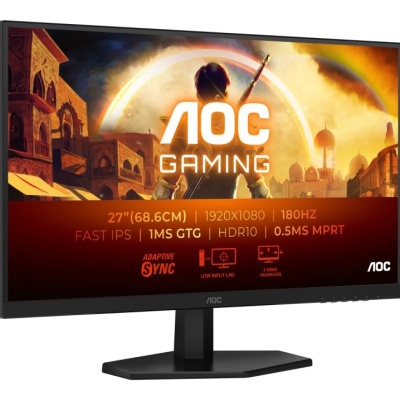 Monitor AOC 27" 27G42E, Diagonal (inch): 27, Diagonal (cm): 69, Aspect ratio: 16:9, Panel: IPS, Resolution: 1920x1080, Refresh Rate: 180Hz, Response time GtG: 1ms, Response time MPRT: 0.5ms, Brightness (max): 300 cd/m², Contrast (static) : 1000:1, - Img 4