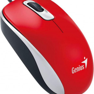 Mouse Genius cu fir, optic, DX110, 1200dpi, rosu, plug and play, USB