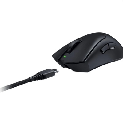 Mouse Razer DeathAdder V3 HyperSpeed EU, rezolutie 26000 DPI, senzor Focus X Optical, 8 butoane programabile, durata de viata baterie pana la 100 de ore in 1000 Hz si pana la 20 de ore in 8000 Hz, negru - Img 2