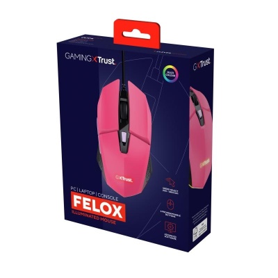 Mouse Trust GXT110W Felox cu fir, 6400 DPI, roz - Img 11