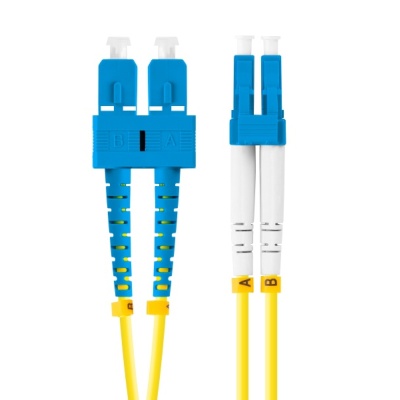 Patch cord fibră SM SC/UPC-LC/UPC duplex 2 m LSZH G657A1 3,0 mm galben