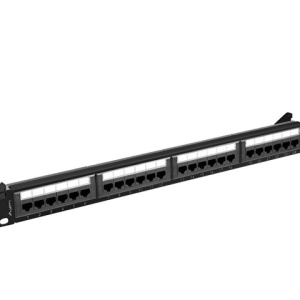 Patch panel 24 porturi 1U 19" Cat.6A UTP negru