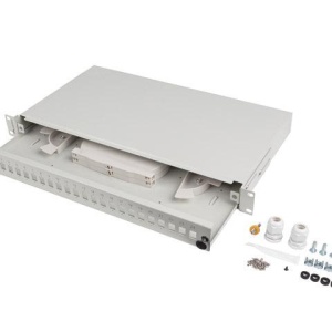 Patch panel fibră rack 19" 1U 24x SC simplex / 24x LC duplex + accesorii