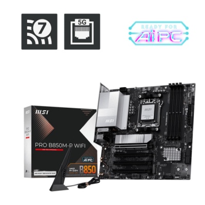 Placa de Baza MSI PRO B850M-P WIFI AM5, 4x DDR5, 1x HDMI 1x DP, 4x PCIE 5.0 x16, 3x M.2, 4x SATA 6GB/s, mATX