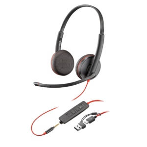 Poly Blackwire 3225 Stereo USB-C Headset +3.5mm Plug +USB-C/A Adapter