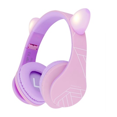 PowerLocus Casti pentru copii wireless Kids Cat Ears Purple/Pink