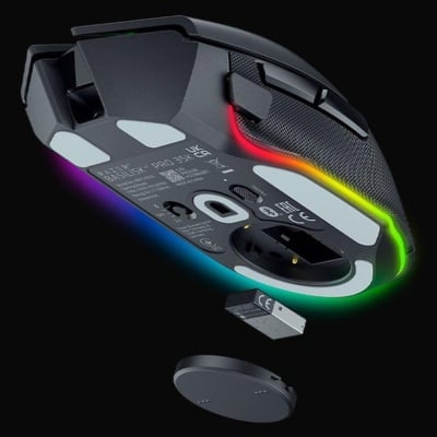 Razer Basilisk V3 35K, wireless, bluetooth, rezolutie maxima 35000 DPI, 11 butoane programabile, autonomie pana la 140h (mod wireless, miscare constanta la 1000Hz), pana la 210h (mod bluetooth), iluminare Razer Chroma™ RGB, senzor Focus Pro 35K Optical - Img 7