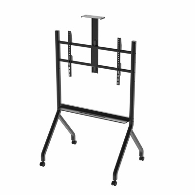 Stand TV mobil Serioux TV213CA, dimensiuni: 1050x755x2320mm, compatibilitate Max Vesa: 900x600mm, compatibilitate TV: 55"-100", greutate maximă suportata: 120 kg, baza cu 4 roti, raft multifunctional, negru - Img 2