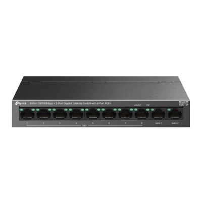 Switch TP Link 8-Port 10/100Mbps+2-Port Gigabit Desktop Switch with 8- Port PoE+, 10BASE-T: UTP category 3, 4, 5 cable (maximum 100m), 100BASE- TX: UTP category 5 or above cable (maximum 100m), 1000BASE-T: UTP category 5e or above cable (maximum 100m),
