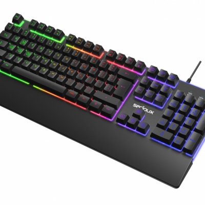 Tastatura gaming cu fir iluminata Serioux Nexor, interfata USB, numar de taste: 104, material ABS, anti-ghosting: 19 taste, lungime cablu 1.5m PVC, dimensiuni (LxAxH): 435.74 × 178.54 × 33.62 mm, negru - Img 2