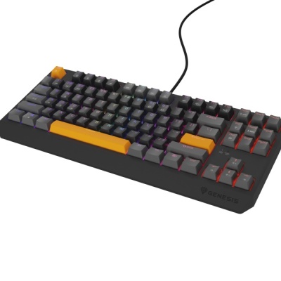 Tastatura gaming mecanica cu fir Genesis Thor 230 TKL, iluminare RGB, switch Linear, switch model Outemu Red, numar taste 87, 11 butoane multimedia, lungime cablu 1.6m, dimensiuni 363 x 155 x 39 mm, gri