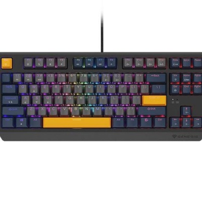 Tastatura gaming mecanica cu fir Genesis Thor 230 TKL, iluminare RGB, switch Linear, switch model Outemu Panda, numar taste 87, 11 butoane multimedia, lungime cablu 1.6m, dimensiuni 363 x 155 x 39 mm, naval blue