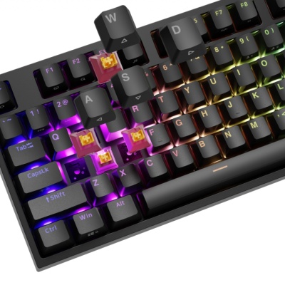 Tastatura gaming mecanica cu fir Genesis Thor 404 , iluminare RGB, switch-uri Peach, 107 taste, 11 butoane multimedia, negru - Img 6