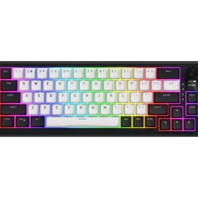 Tastatura wireless Hator Skyfall MAG Ultima 8K 65, interfata 2.4GHz, BT5.3, USB, polling rate 8000Hz, capacitate baterie 8000mAh, switch HATOR Aurum Ice Magnetic linear, material tasta OMA, buton de control multimedia, sistemde anulare a zgomotului