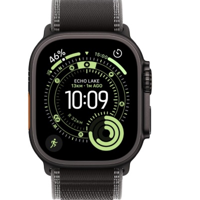 Apple Watch Ultra 3 GPS + Cellular 49mm Black Titanium Case with Black/Charcoal Trail Loop - S/M
