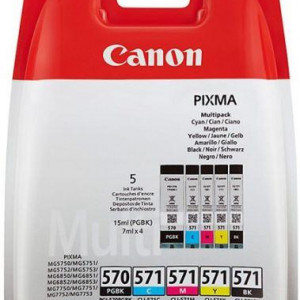 Cartus cerneala Canon CLI-570MULTI, multipack (cyan,magenta,yellow,pigment si photo Black), pentru Canon Pixma MG6850/MG6851, Canon Pixma MG5750/MG5751, Canon Pixma MG7750/MG7751/MG7752.