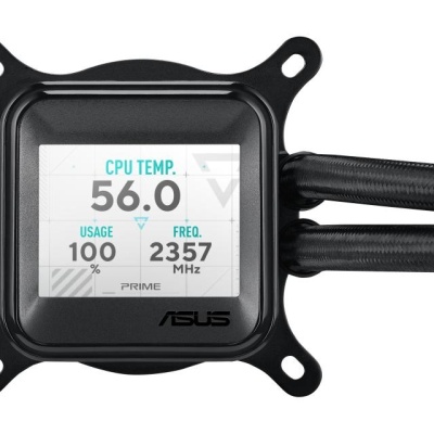 Cooler Procesor ASUS PRIME LC 360 LCD ARGB NEGRU, marime radiator 360mm, 3 ventilatoare ARGB, Viteza ventilatoare 2200 RPM +/- 10%, Suport AMD: AM4, AM5, suport INTEL: LGA 1851/115x/1200/1700, Airflow: 75.7 CFM, Nivel de zgomot ventilatoare: 37.6dBA - Img 5