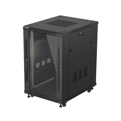Dulap rack 19" perete 18U/600X800 (FLAT PACK) WITH GLASS DOOR, Self- assembly, greutate maxima suportata 800 kg, RAL color RAL9004