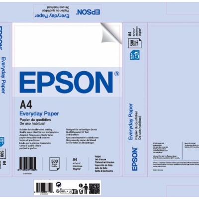 Hartie Epson A4 de uz zilnic, alba, 210 mm x 297 mm, pachet 500 coli, 75 gsm.