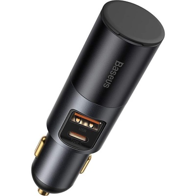 Incarcator auto Baseus Share Together, 1 x USB Output 5V/3A, 1 x USB Type-C max 5V/3A si 1 x bricheta auto 60W, total output 120W, pt. bricheta auto, gri - Img 2