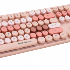 Kit tastatura + mouse Serioux Retro 9900BR, wireless 2.4GHz, US layout, multimedia, mouse optic 800-1600dpi, USB, nano receiver, maro