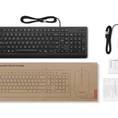 Lenovo Essential Wireless Combo Keyboard & Mouse Gen2 Black-Serbian; Keyboard Layout: 2.5-zone; Button Life: 3 million clicks for left and right buttons; Number of Button: 3 buttones; Mouse Resolution: 1600; Mouse Sensor: Optical Sensor; Packed - Img 2