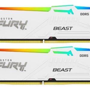 Memorie RAM Kingston 32GB DDR5 6000MHz CL30 Dual Channel Kit FURY Beast RGB White