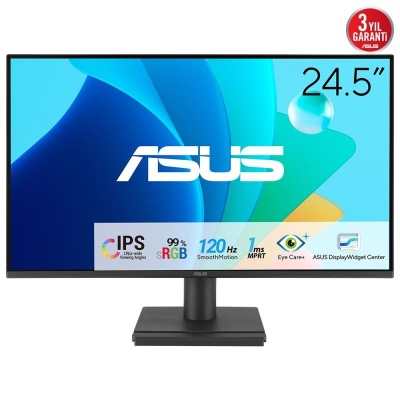 Monitor Asus 24.5" VA259HGA, Diagonal (inch): 24.5, Diagonal (cm): 62, Aspect ratio: 16:9, Panel: IPS, Resolution: 1920x1080, Refresh Rate: 120Hz, Response time MPRT: 1ms, Brightness (max): 300 cd/m², Contrast (static) : 1500:1, Contrast (dynamic):