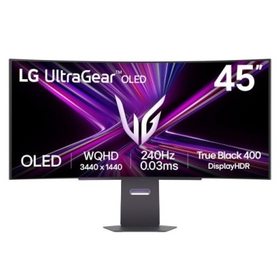Monitor LG 44.5" 45GX900A-B.AEU, Curvature: 800R, Diagonal (inch): 44.5, Diagonal (cm): 113, Aspect ratio: 21:9, Panel: OLED, Resolution: 3440x1440, Refresh Rate: 240Hz, Response time GtG: 0.03ms, Brightness (max): 275 cd/m², Contrast (static) : 1.5M:1,