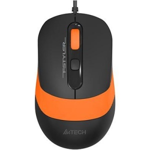Mouse A4tech cu fir, interfata USB, rezolutie 1600 DPI, dimensiuni 108 x 64 x 35 mm, negru/portocaliu