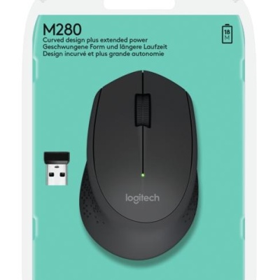 Mouse Logitech wireless M280, senzor optic, interfata nano-usbm rezolutie maxima 1000 DPI, butoane/rotite 3/1, dimensiuni 105.4 x 67.9 x 38.4 mm, negru - Img 6