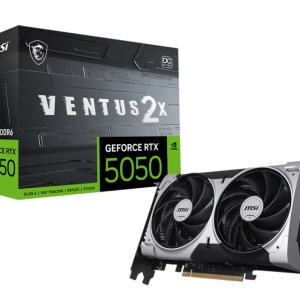 MSI GEFORCE RTX 5050 8G VENTUS 2X OC. Graphics processor family: NVIDIA, Graphics processor: GeForce RTX 5050. Discrete graphics card memory: 8 GB, Graphics card memory type: GDDR6, Memory bus: 128 bit. Maximum resolution: 7680 x 4320 pixels. DirectX