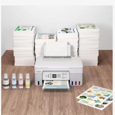 "Multifunctional inkjet color CISS Canon PIXMA G3470 White, dimensiune A4(Printare, Copiere, Scanare), viteza imprimare 11ipm alb-negru, 6ipm color,rezolutie printare 4800x1200 dpi, imprimare fara margini, alimentarehartie 100 coli, scanner CIS rezolutie - Img 2