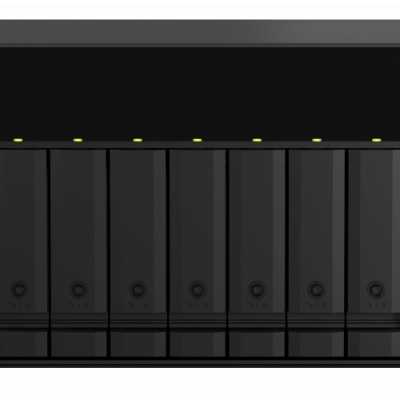 NAS QNAP 873A 8-Bay, CPU AMD Ryzen V1000 series V1500B 4C/8T 2.2GHz, RAM 8GB (1x 8GB) DDR4 (2 x SODIMM slots, max. 64GB, suport optional ECC RAM), 8x 2.5/3.5 SATA 6Gbps, 2x M.2 2280 NVMe PCIe Gen3 x1 HDD (neincluse), LAN: 2 x 2.5GbE (optional port 10GbE