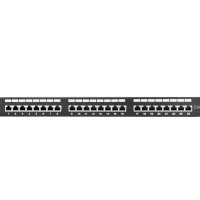 Patch panel 24 porturi 1U 19" Cat.5e FTP cu organizator cabluri, ecranat, negru