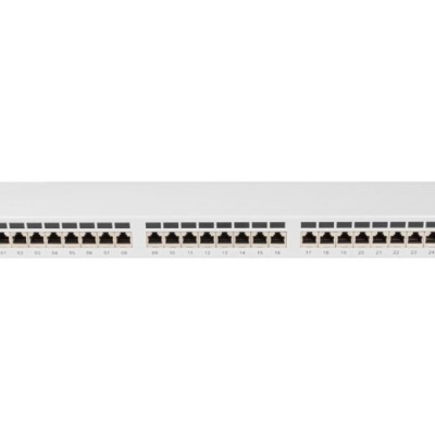 Patch panel 24 porturi 1U 19" Cat.6A FTP cu organizator cabluri, ecranat, gri
