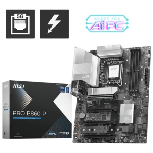 Placa de Baza MSI PRO B860-P LGA1851, 4x DDR5, 1x HDMI 1x DP 1x Type-C DP, 4x PCIE x16, 3x M.2, 4x SATA 6GB/s, ATX